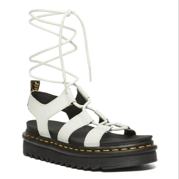 Dr Martens Nartilla White Lace Up Gladiator Platform Sandals - Picture 3 of 9